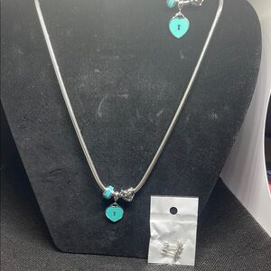 Silver and Turquoise Heart Pendant Necklace steels